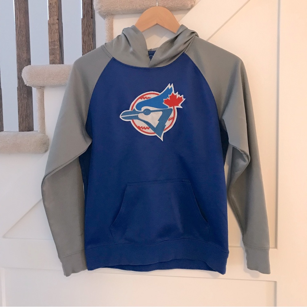 MLB Toronto Blue Jays Kids Large Pullover Hoodie Sweatshirt Blue Embroidered - Picture 2 of 6
